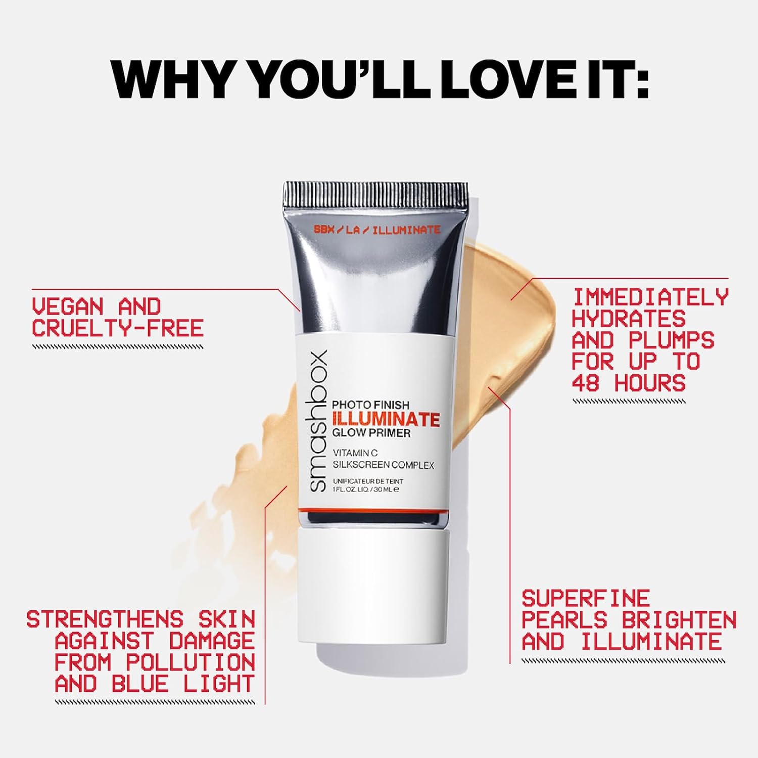 Smashbox Photo Finish Illuminate Glow Makeup Primer | Luminous, Long Lasting, Hydrating, Vegan