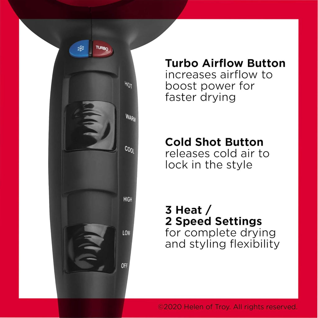 REVLON Turbo Hair Dryer with Advanced Ionic Technology, Ceramic Coating | Heat & Cold Shot Features