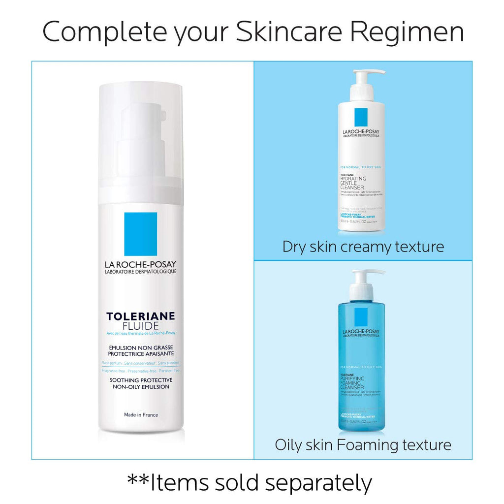 La Roche-Posay Toleriane Sensitive Fluide Protective Moisturizer, Lightweight Oil-Free Face Moisture