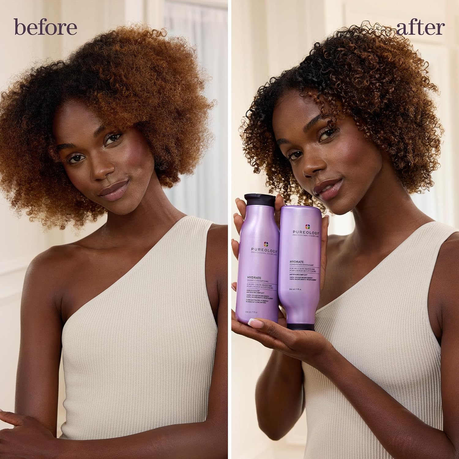 Pureology Hydrate Shampoo - For Dry or Color-Treated Hair, Intense Hydration & Softness, With Rose