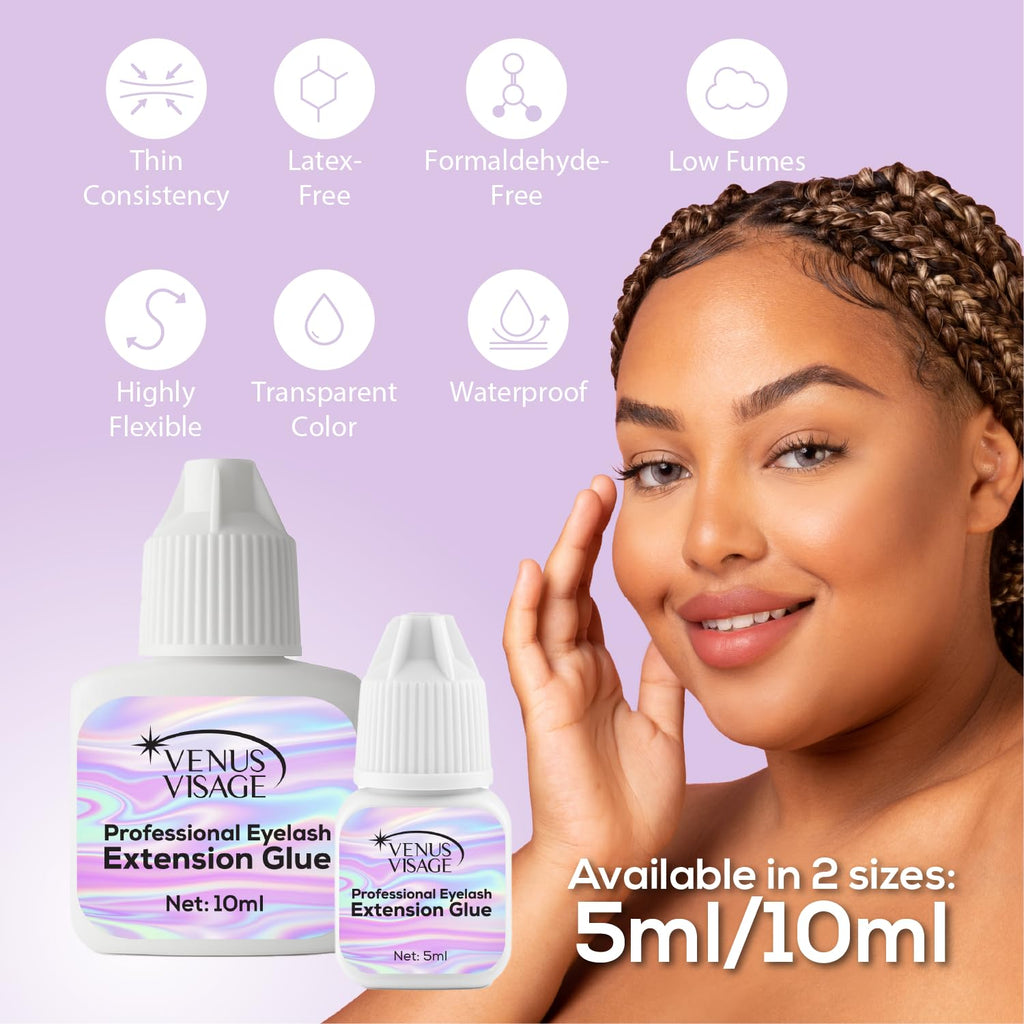 VENUS VISAGE Eyelash Glue for Professional Lash Extensions 1 2 Sec Dry Time & 6 7 Weeks Bonding