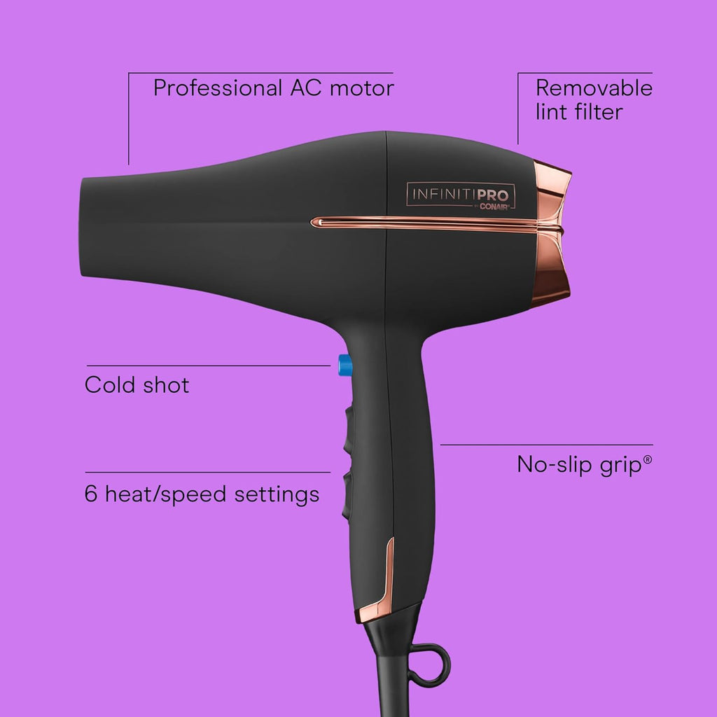 INFINITI PRO CONAIR Hair Dryer, 1875W Blow Dryer with Diffuser and Concentrator, Ceramic Technology