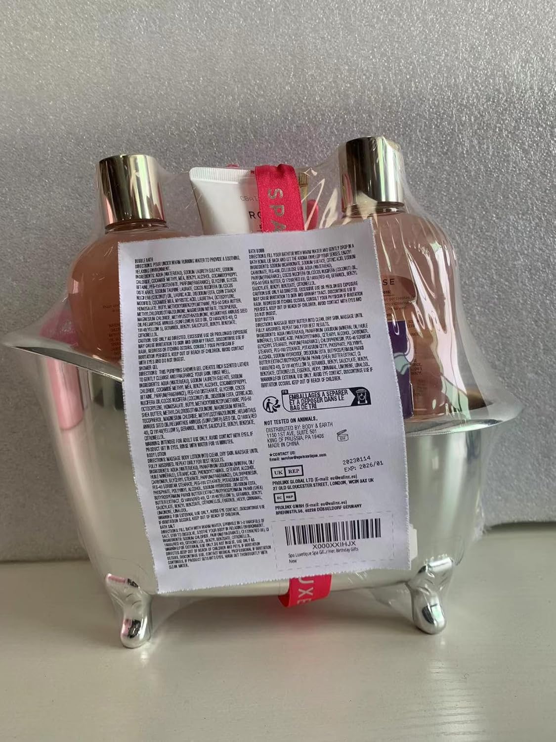 spa luxetique Gift Bath Set For Women, 8 Pcs Rose Spa Basket | Bubble Bath, Shower Gel, Body Lotion