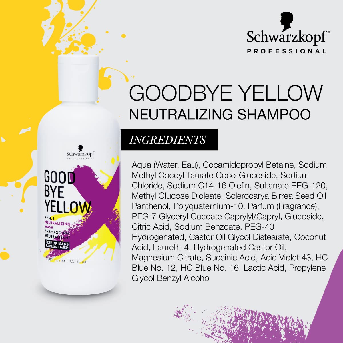 Goodbye Yellow Neutralizing Wash Shampoo – Color Balancing for Brassy and Yellow Tones – Cleansing