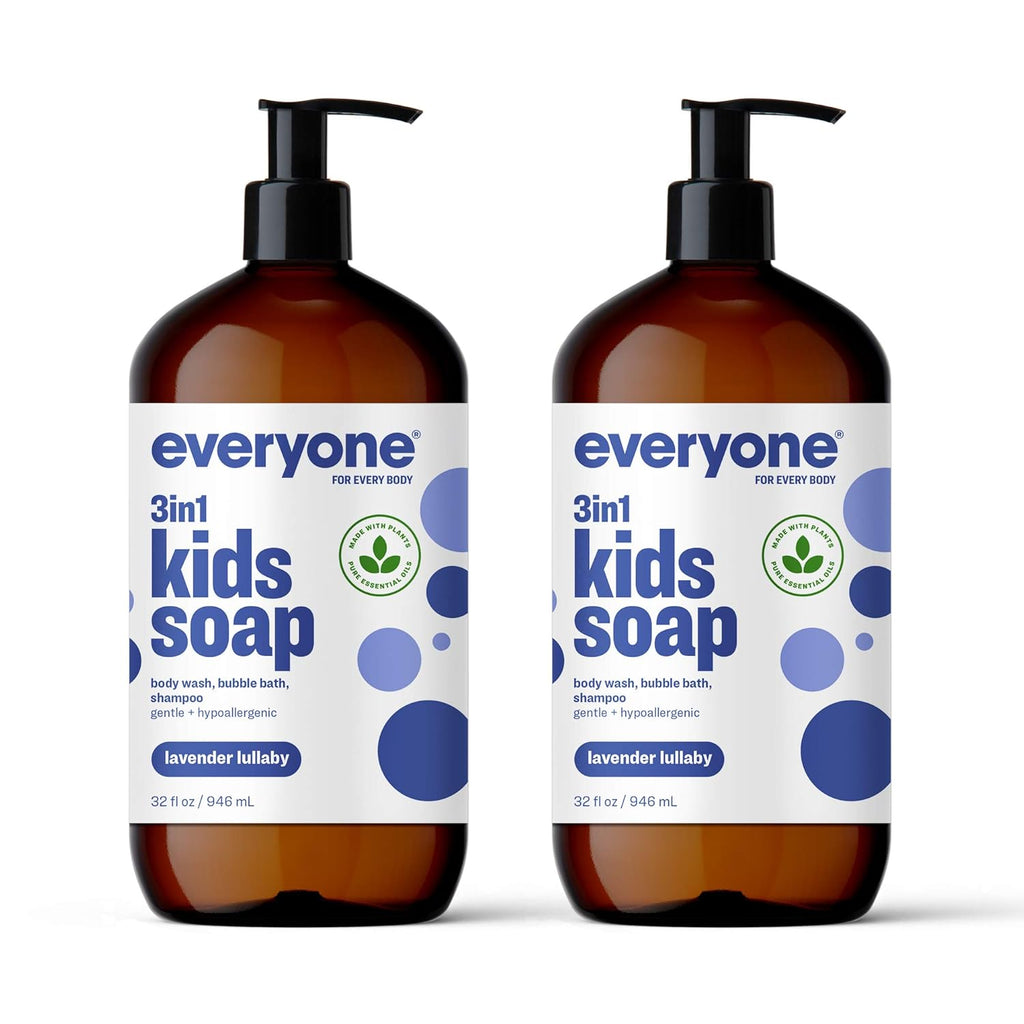 Everyone 3-in-1 Kids Soap, Body Wash, Bubble Bath, Shampoo, 32 Ounce (Pack of 2), Lavender Lullaby
