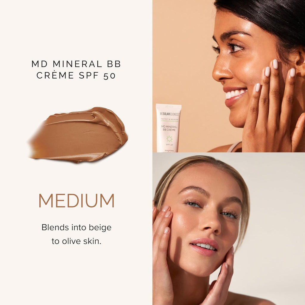 MDSolarSciences MD Mineral BB Crème SPF 50 | Tinted Broad-Spectrum UV Protection Zinc Oxide Formula