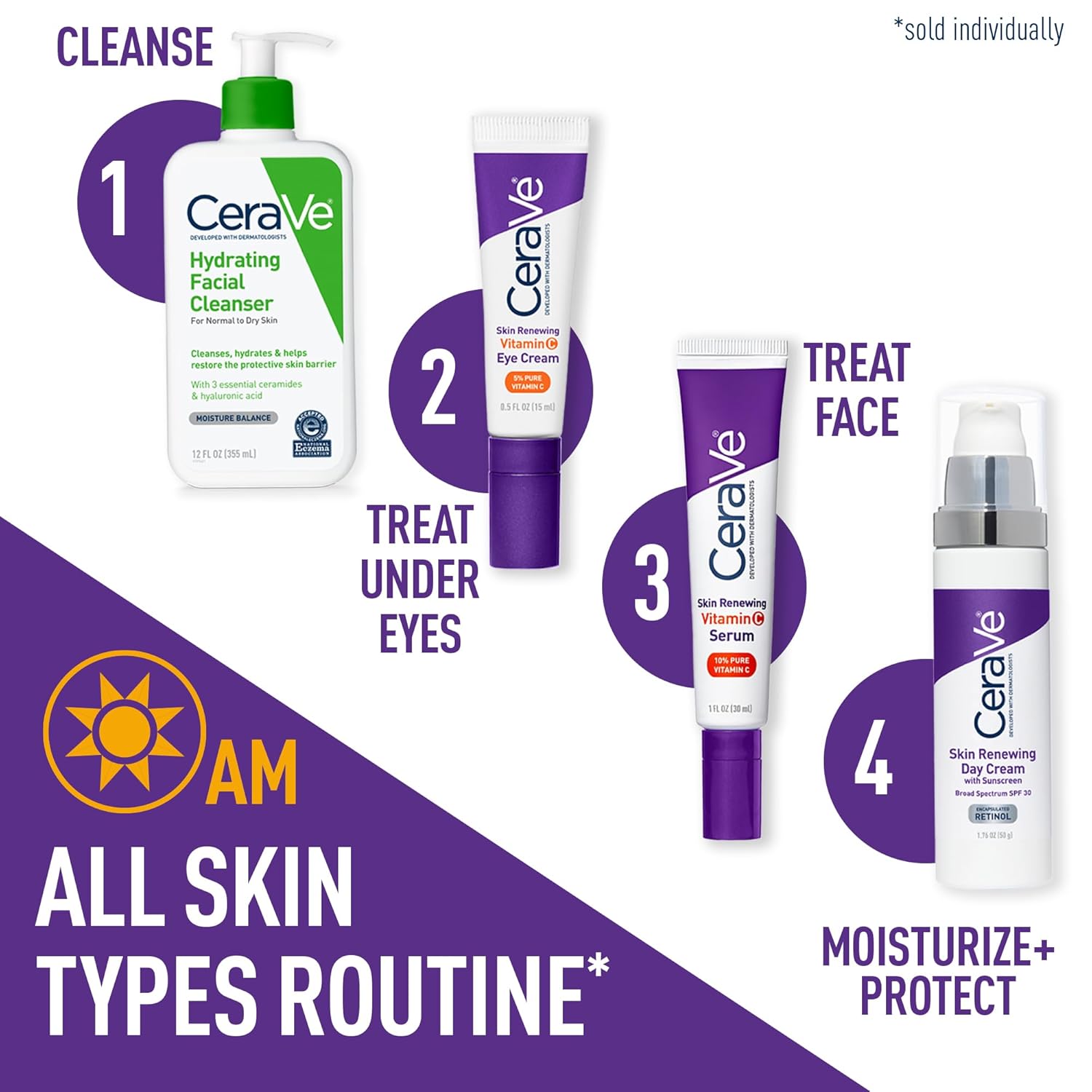 CeraVe Skin Renewing Vitamin C Eye Cream, Vitamin C, Hyaluronic Acid, Ceramides & Caffeine