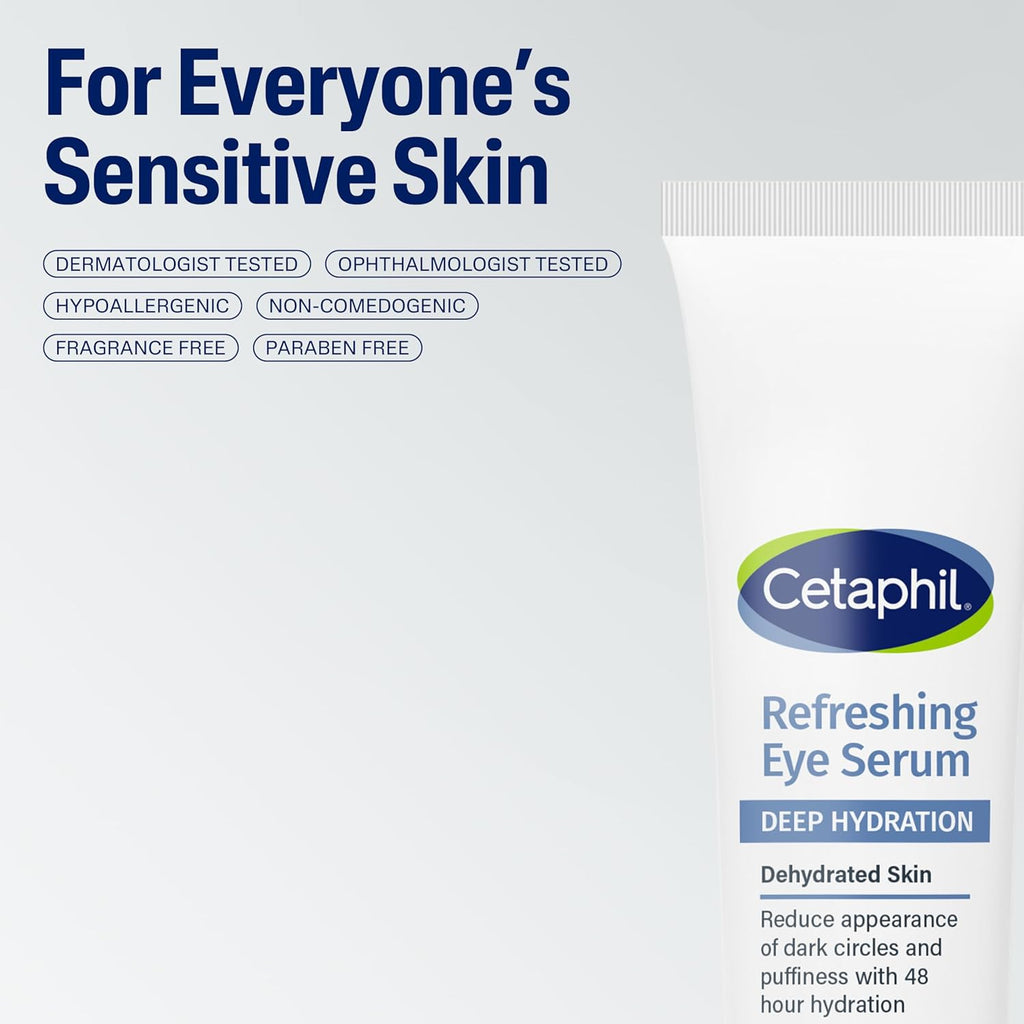 CETAPHIL Deep Hydration Refreshing Eye Serum, 48Hr Under Eye Cream, Hyaluronic Acid, Vitamin E & B5