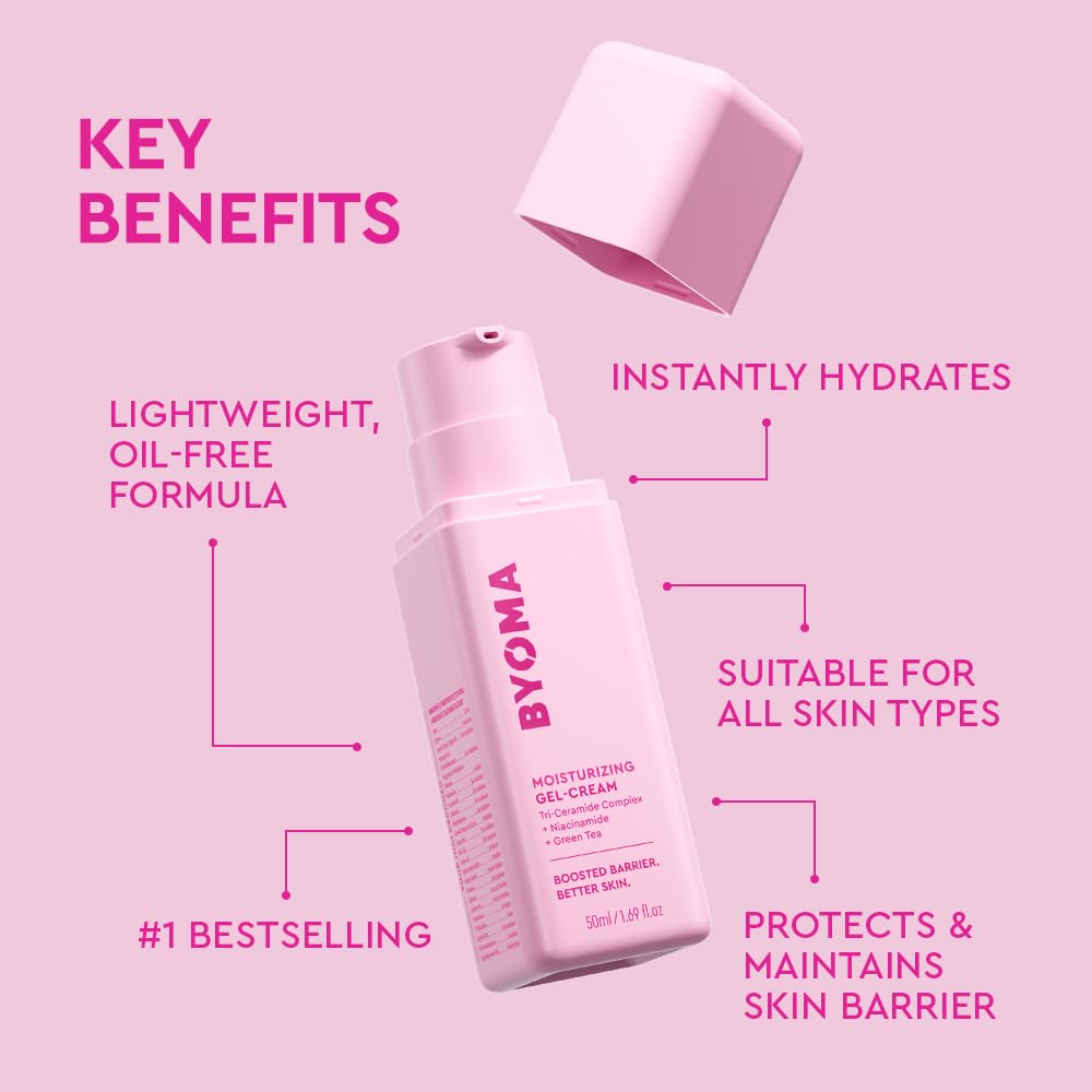 BYOMA Moisturizing Gel Cream - Barrier Repair Face Lotion with Niacinamide and Green Tea - Ceramide