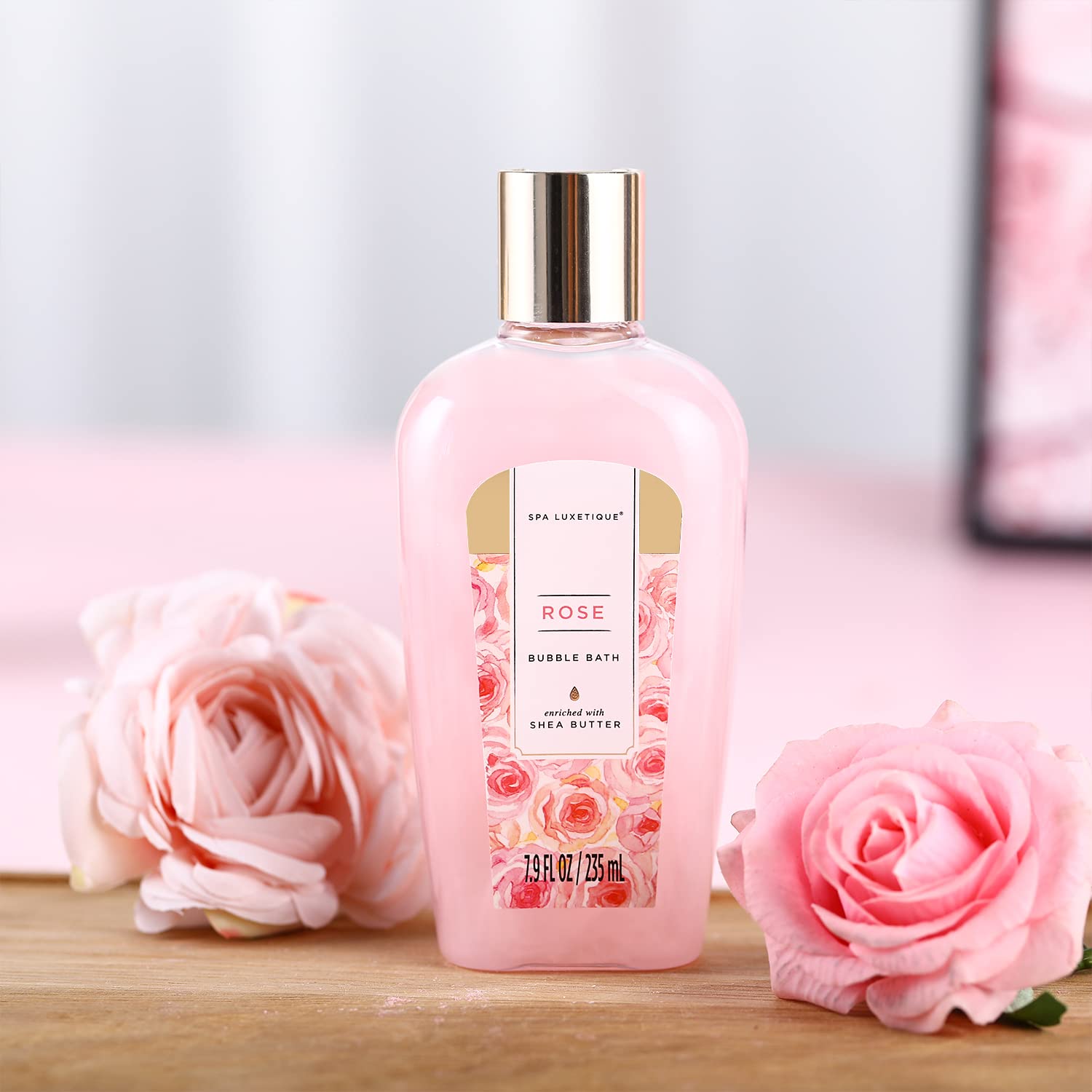 spa luxetique Gift Bath Set For Women, 8 Pcs Rose Spa Basket | Bubble Bath, Shower Gel, Body Lotion