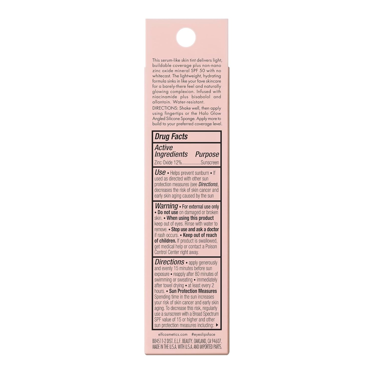 e.l.f. Halo Glow Skin Tint SPF 50, Tinted Moisturizer For Light, Buildable Coverage, Natural Glow