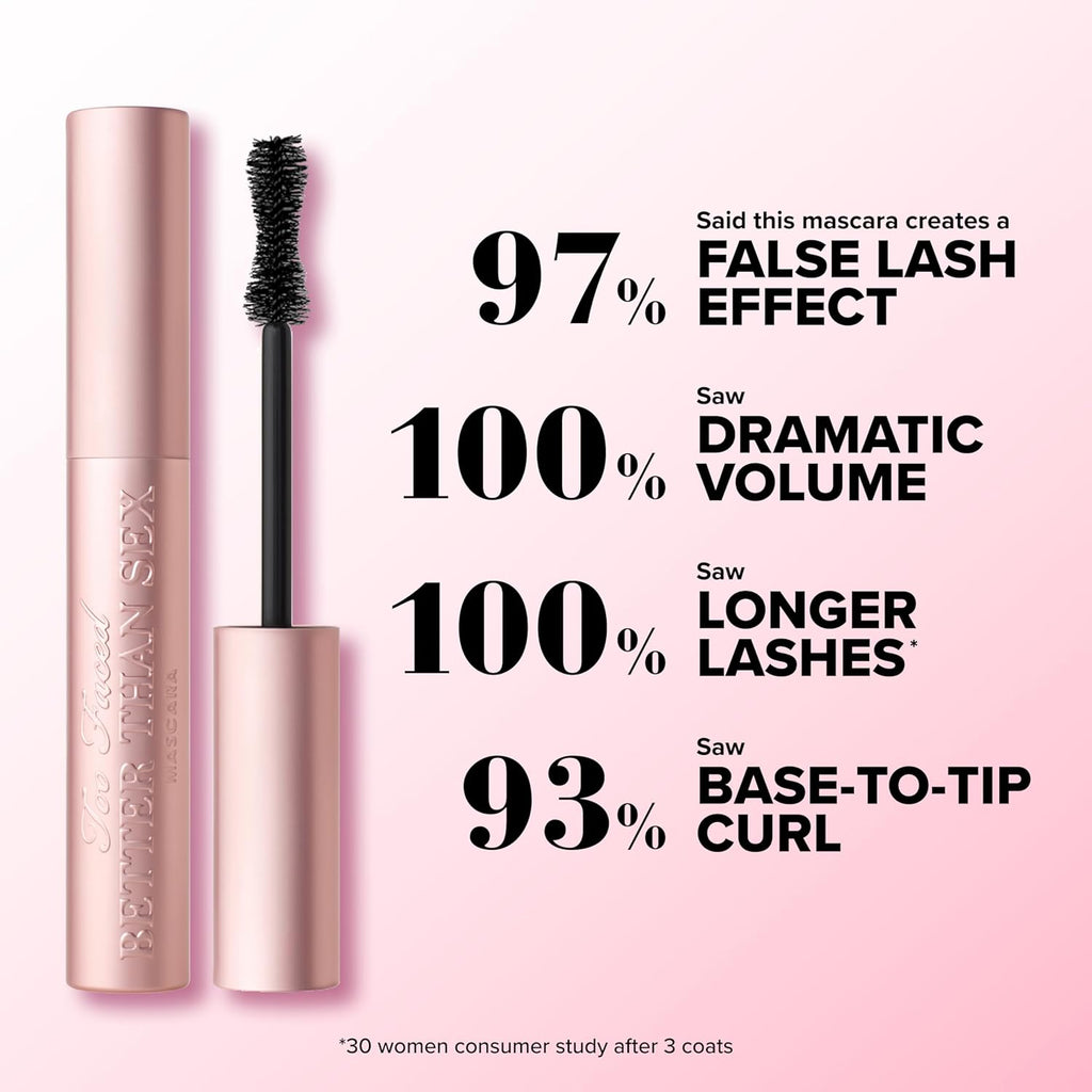 Too Faced Better Than Sex Volumizing Mascara | False Lash Effect, Volume, Length, Curling + Peptides