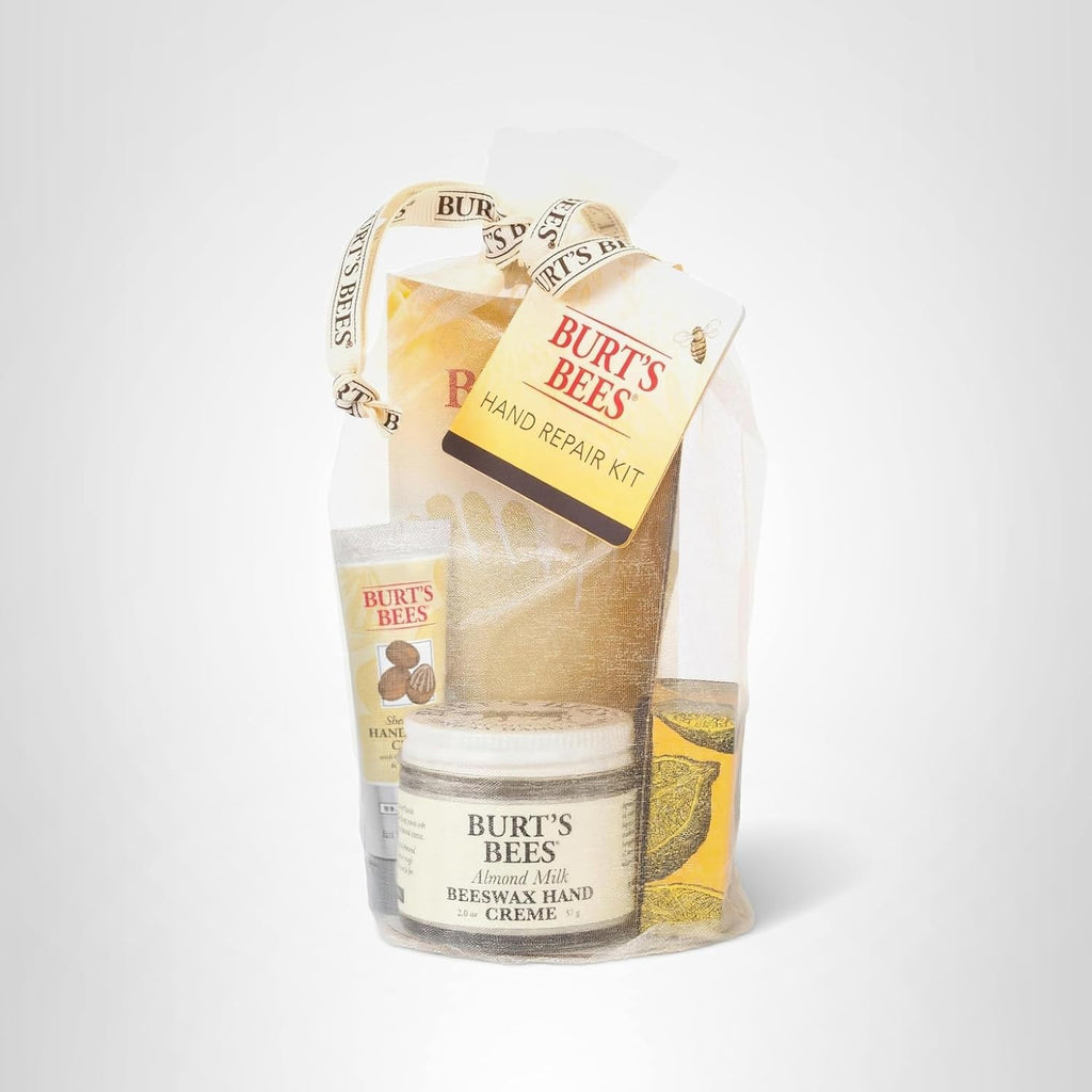 Hand Repair Set, 3 Hand Creams plus Gloves - Almond Milk, Lemon Butter Cuticle Cream, Shea Butter