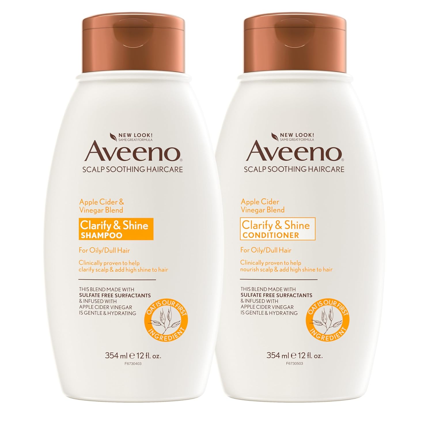 Aveeno Apple Cider Vinegar Shampoo +Conditioner for Balance &High Shine, Daily Clarifying &Soothing
