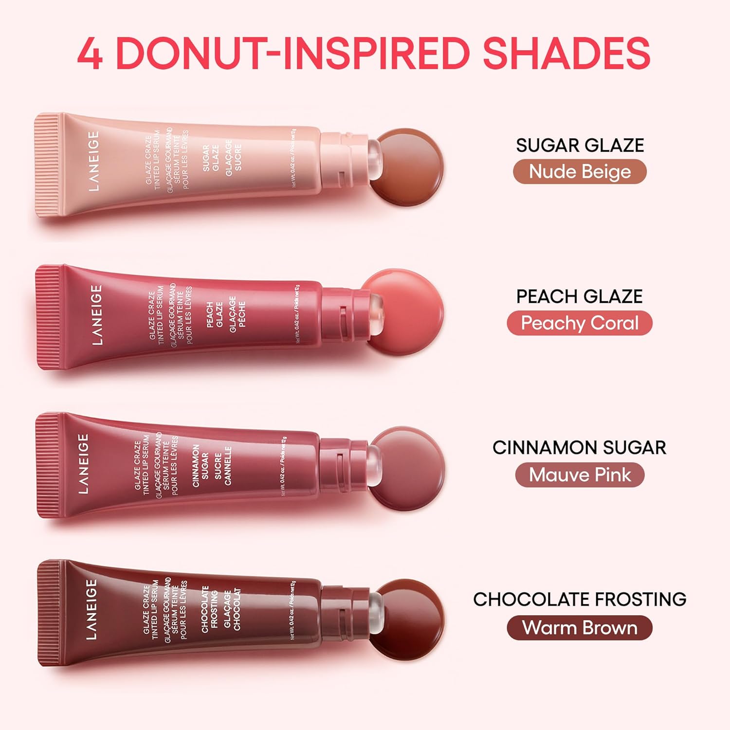 LANEIGE Glaze Craze Tinted Lip Serum, Cinnamon Sugar: Hydrating for Glossy, Nourished Lips, Plumping