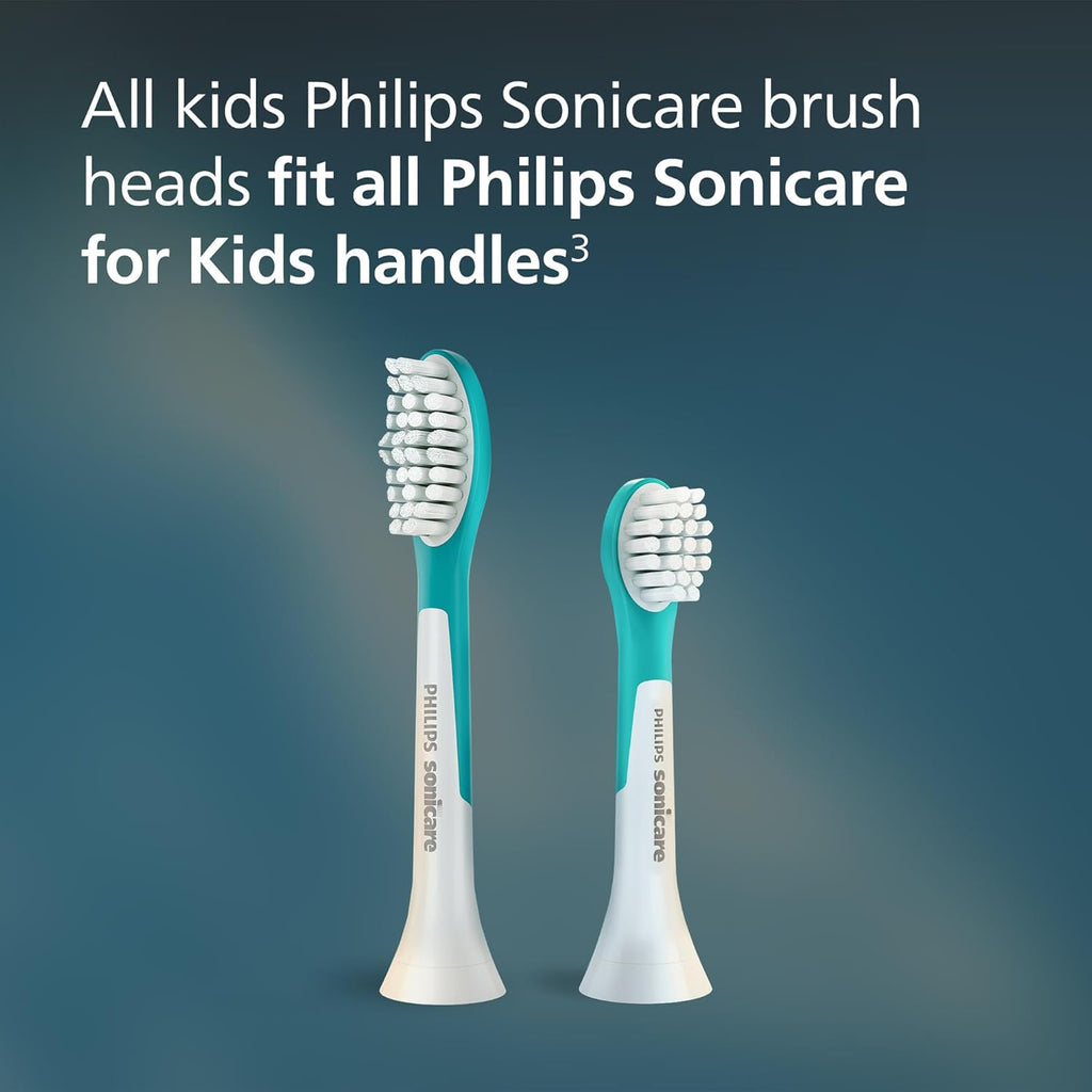 Philips Sonicare for Kids 3+ Genuine Replacement Toothbrush Heads, 2pk, Turquoise &White, HX6032/94