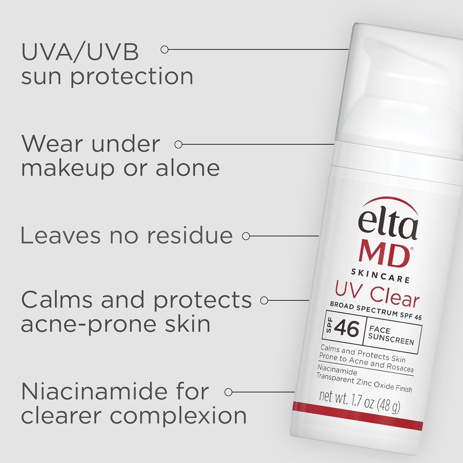 EltaMD UV Clear Face Sunscreen SPF 46, Oil Free for Face with Zinc Oxide, Dermatologist Recommended
