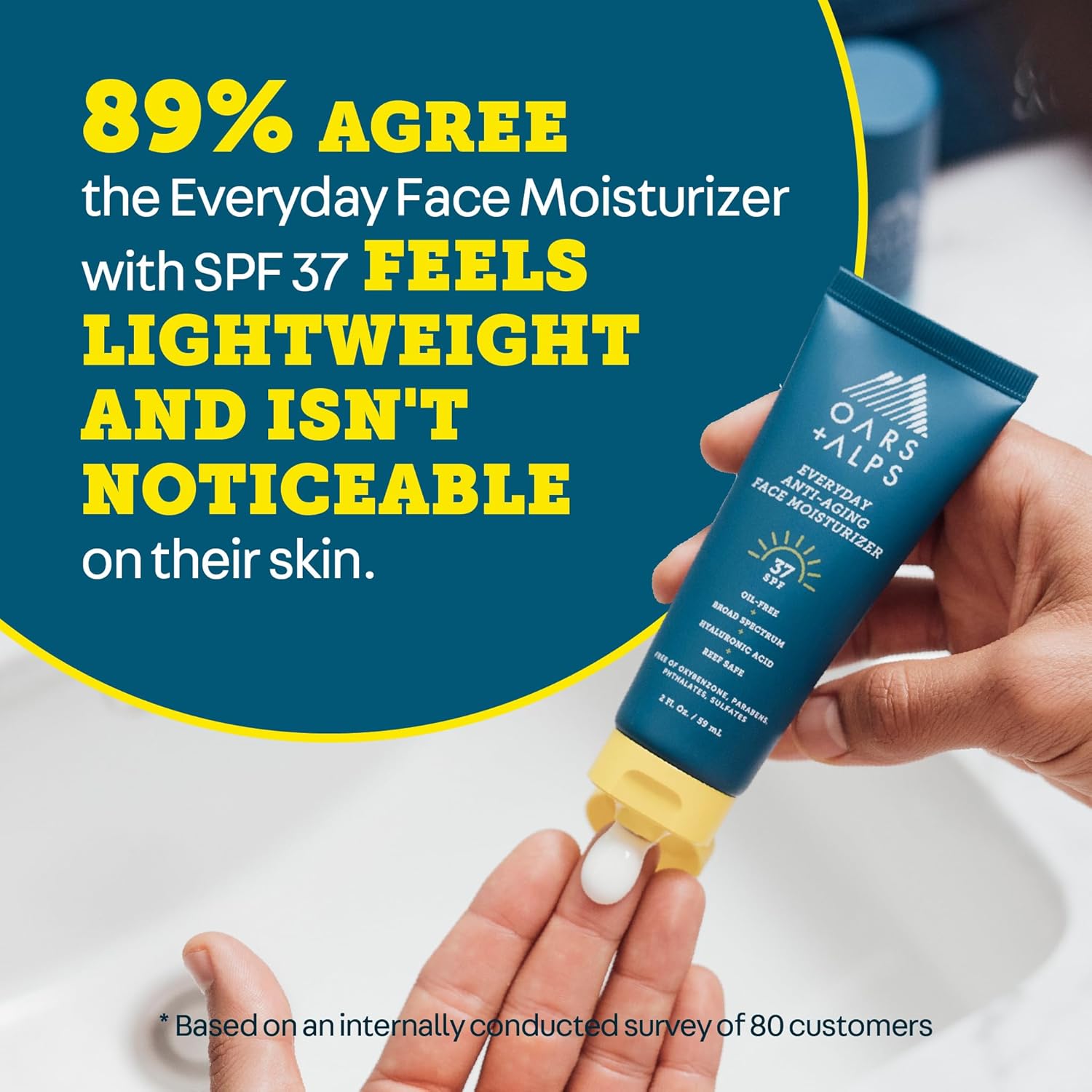 Oars + Alps Travel Sunscreen for Face & Everday Use, SPF 37 Anti Aging Body Lotion, Hyaluronic Acid