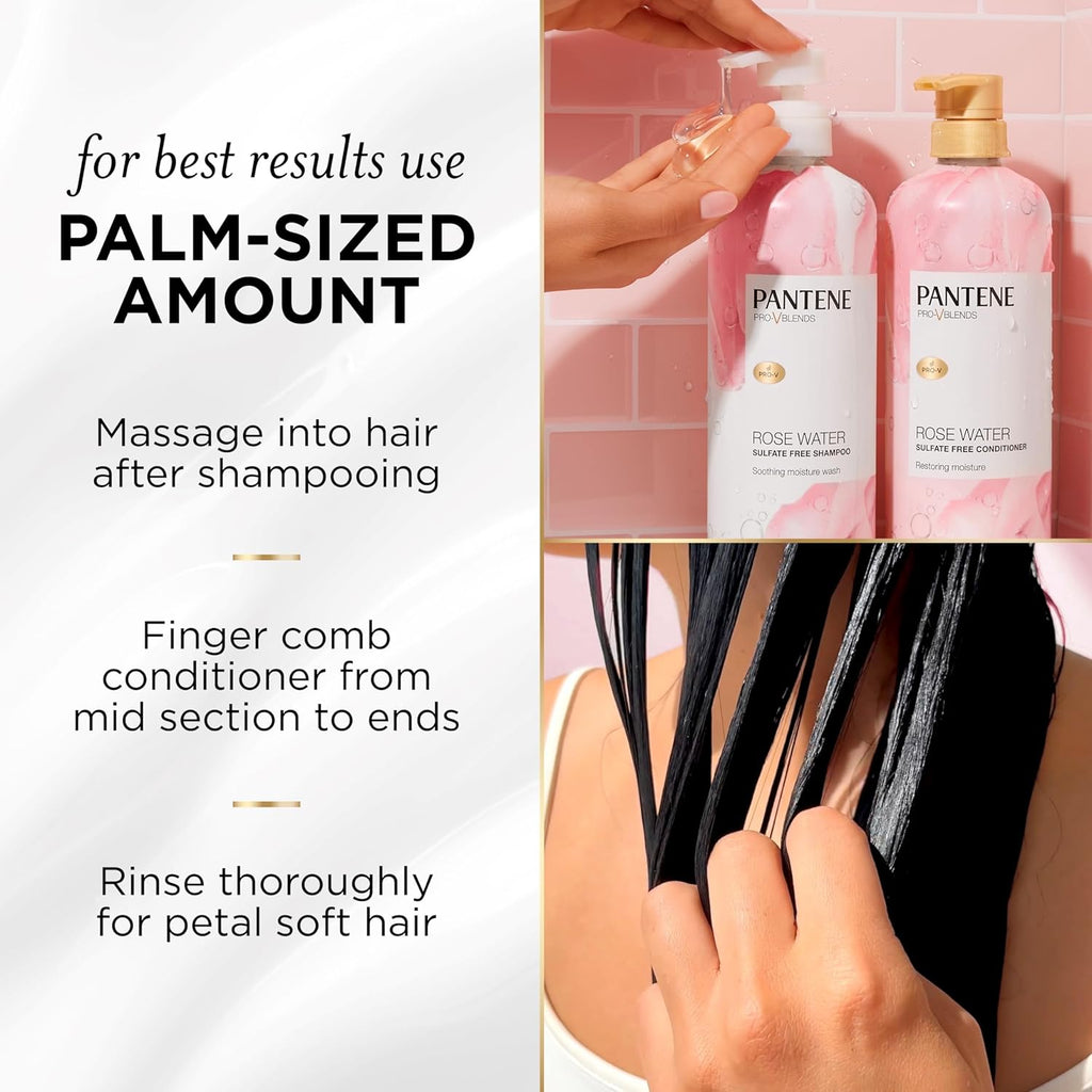 Pantene Rose Water Conditioner, Soothes, Replenishes Hydration, Nutrients, Vitamin B5, Antioxidants
