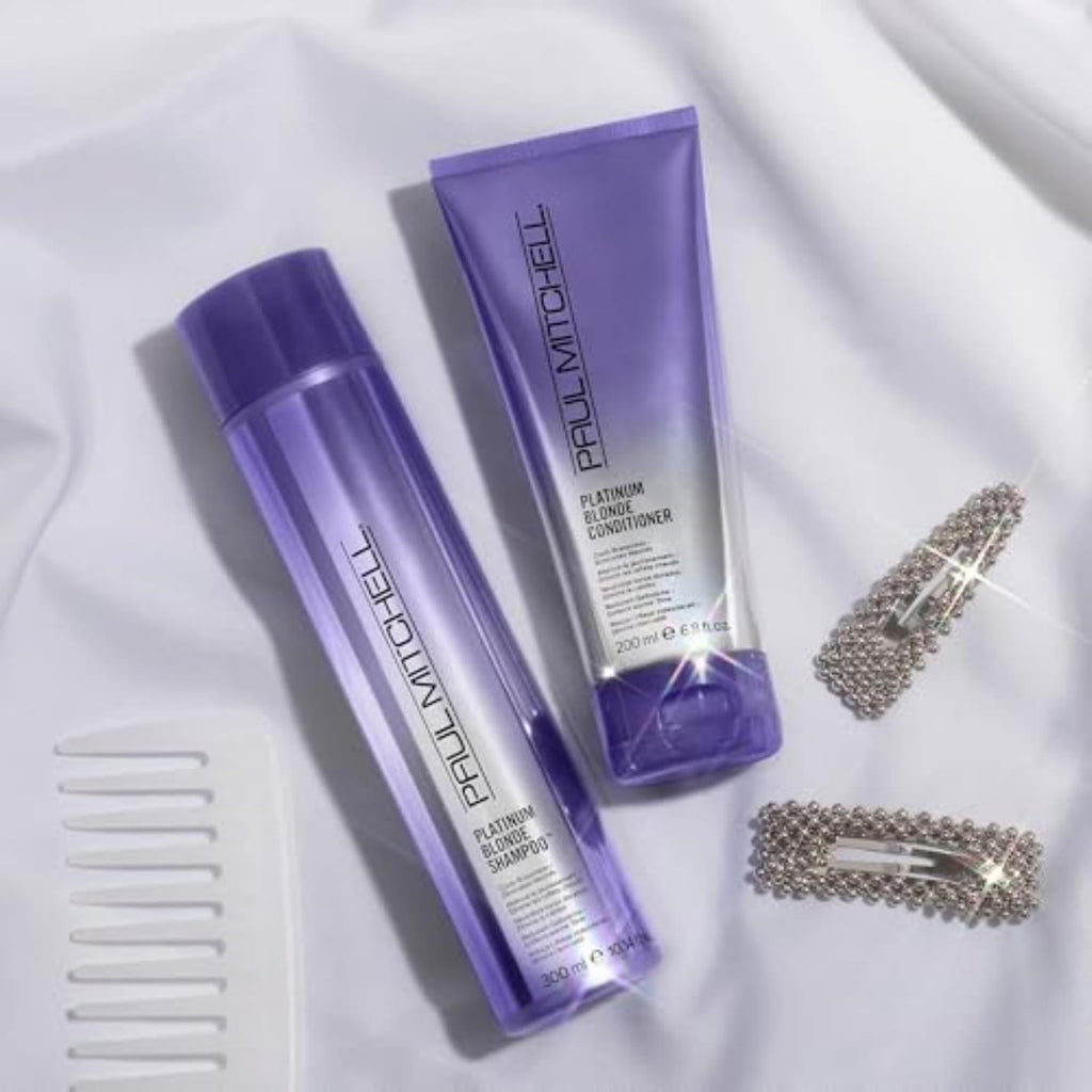 Paul Mitchell Platinum Blonde Violet Shampoo, Banishes Brass +Brightens, Blonde, Silver, Gray, White
