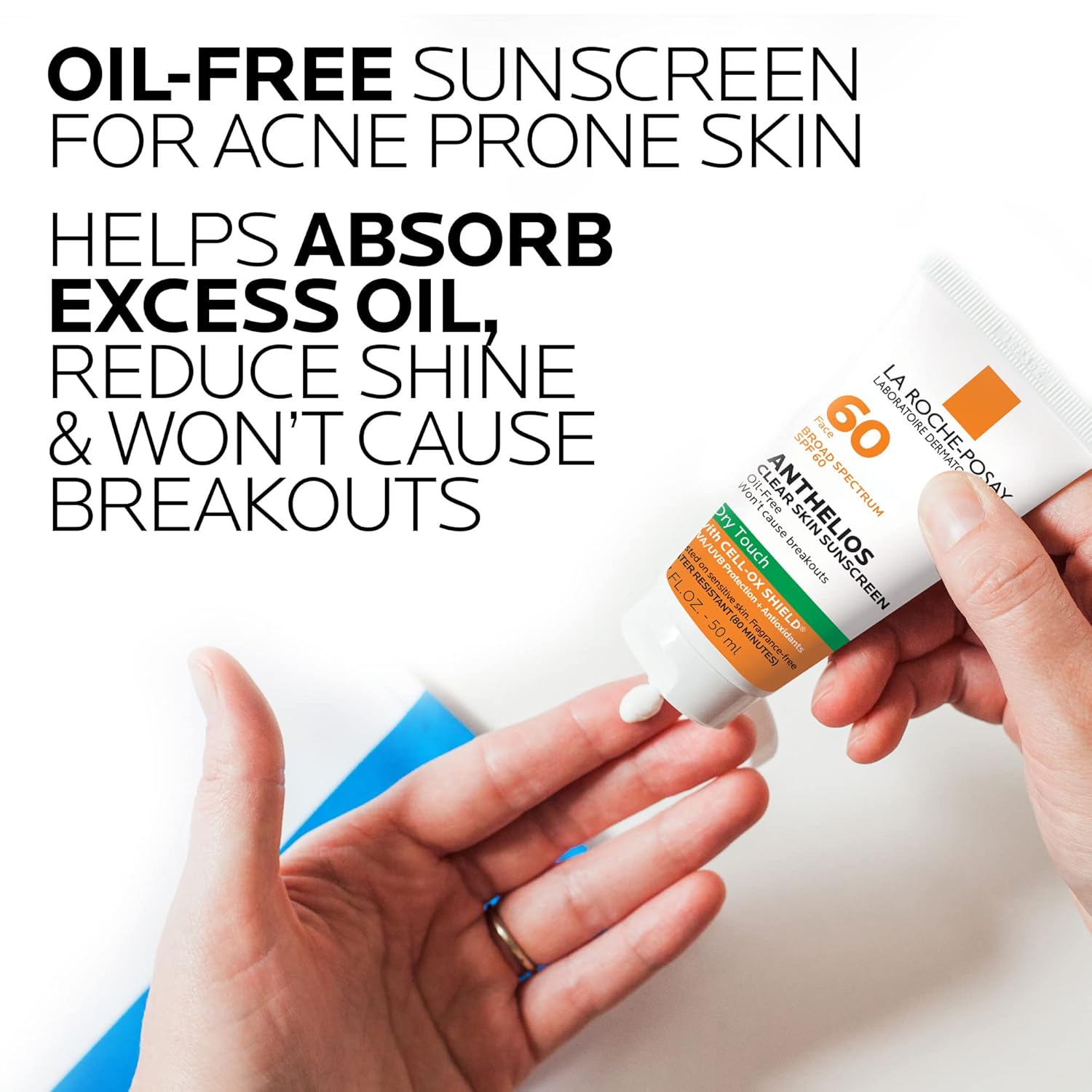 La Roche-Posay Anthelios Clear Skin Sunscreen Dry Touch SPF 60, Oil Free, For Face, Antioxidants