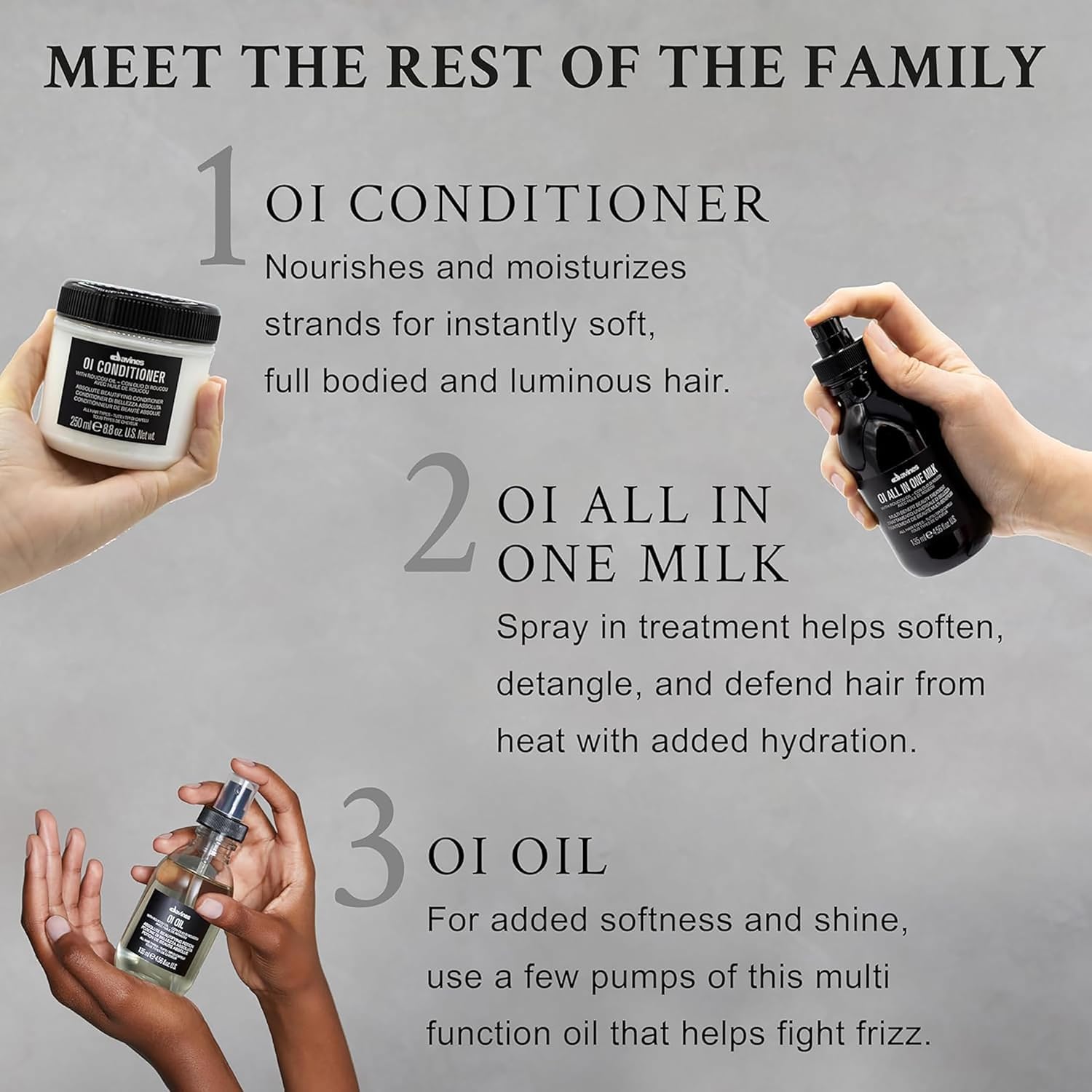 Davines OI Soufflé Perfect for Fine Hair, Liquid-to-Foam Leave-In For Fuller and Shinier Silky Hair