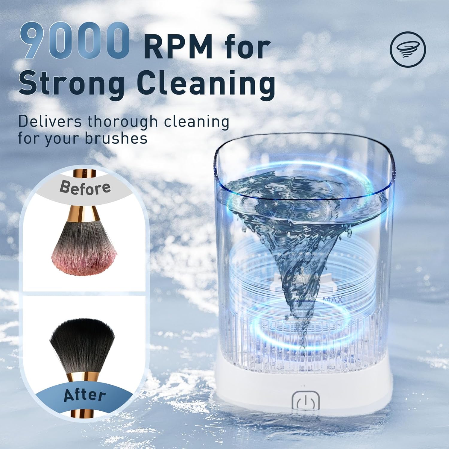Electric Makeup Brush Cleaner - 9000 RPM, IP65 Waterproof Automatic Cleaner for Sponges &Brushes
