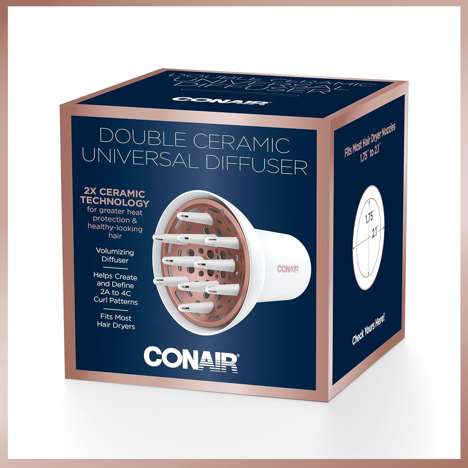 Conair Double Ceramic Universal Diffuser, Adjustable Hair Dryer Attachment for Frizz-Free Curls