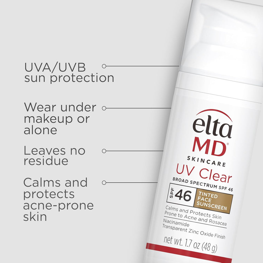 EltaMD UV Clear Tinted Sunscreen for Face,SPF 46 with Zinc Oxide,Oil-Free, Dermatologist Recommended