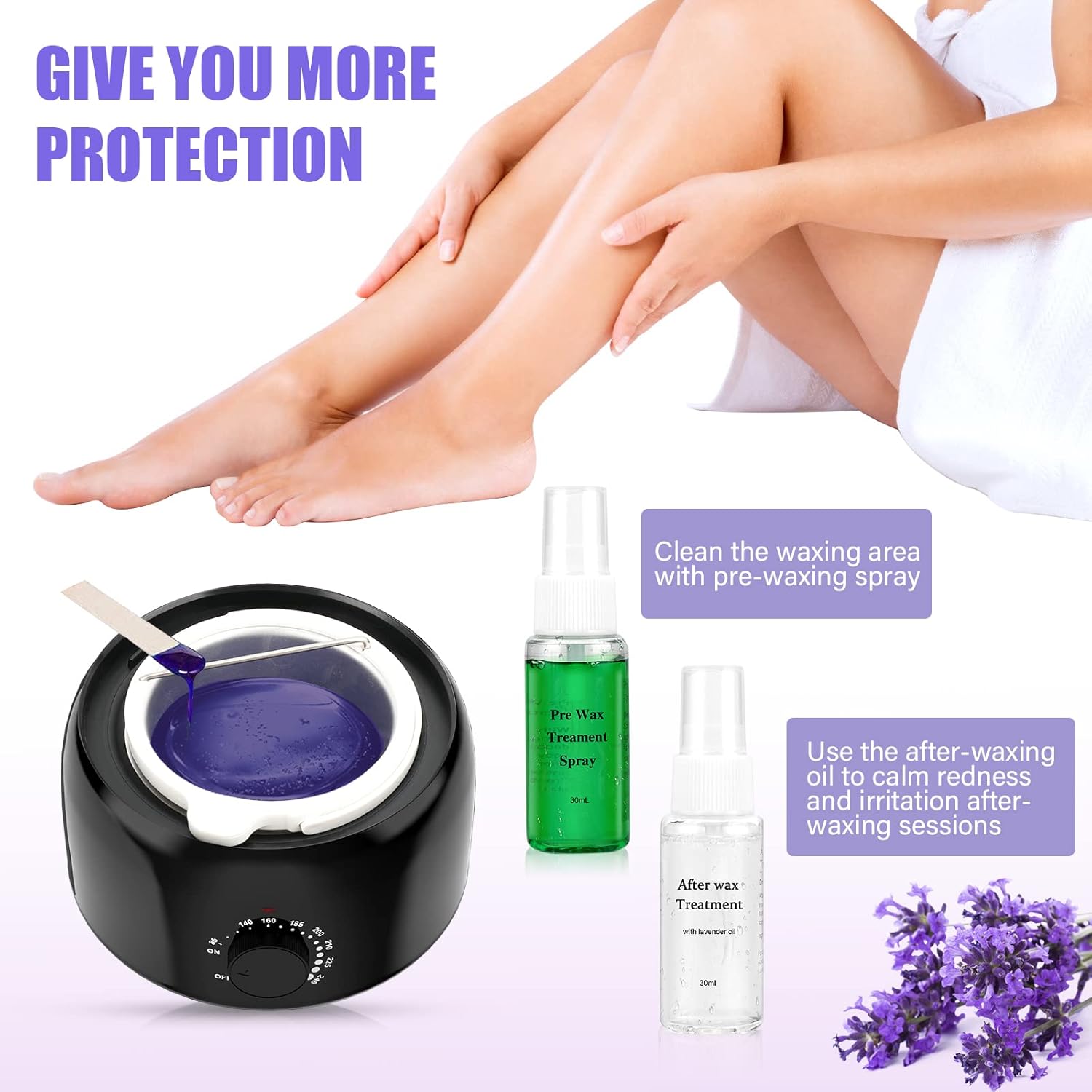 Waxing Kit - TIKESI Wax Warmer for Hair Removal, with 14oz 5 Bags Hard Wax Beans for Full Body&Face