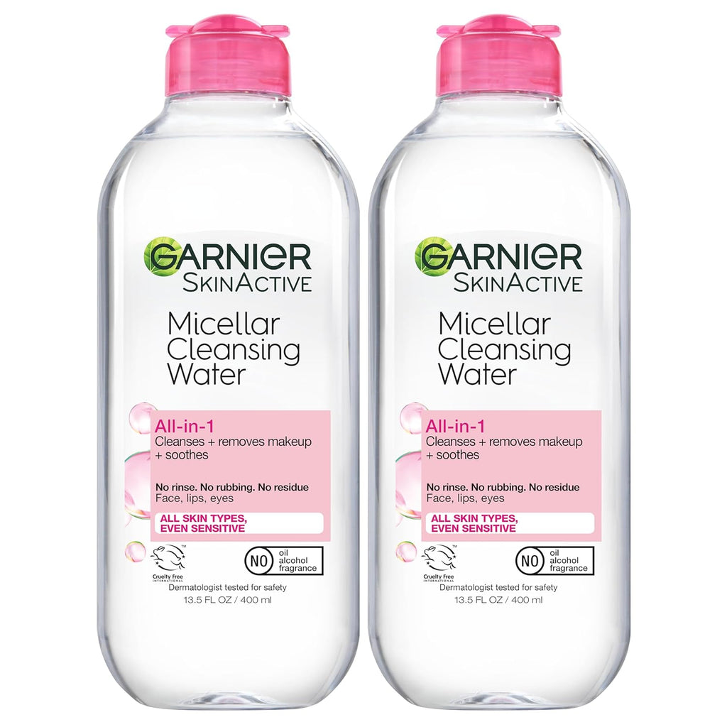 Garnier Micellar Water, Hydrating Facial Cleanser & Makeup Remover, Suitable for Sensitive Skin 2ct