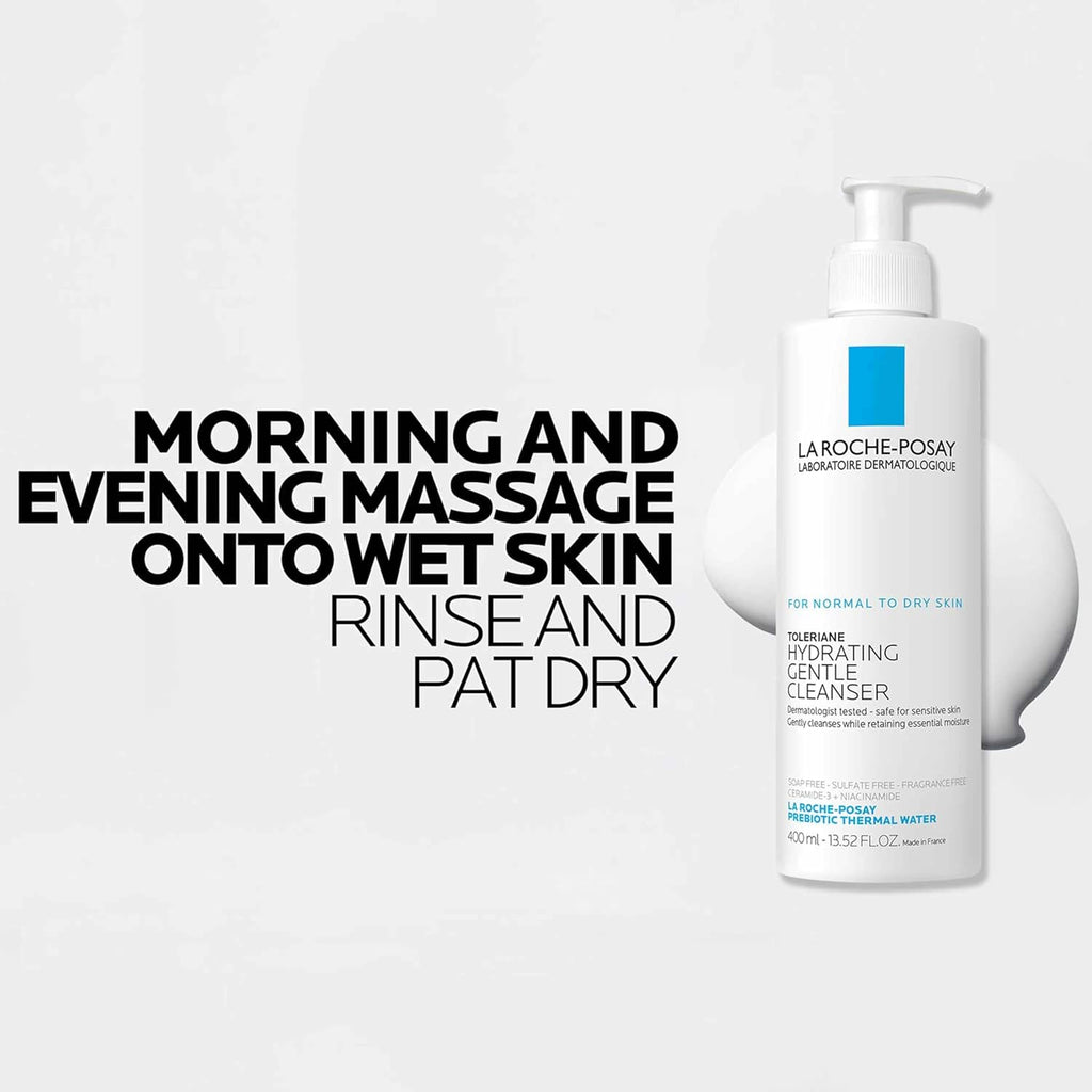 La Roche-Posay Toleriane Hydrating Gentle Facial Cleanser, Daily with Niacinamide and Ceramides