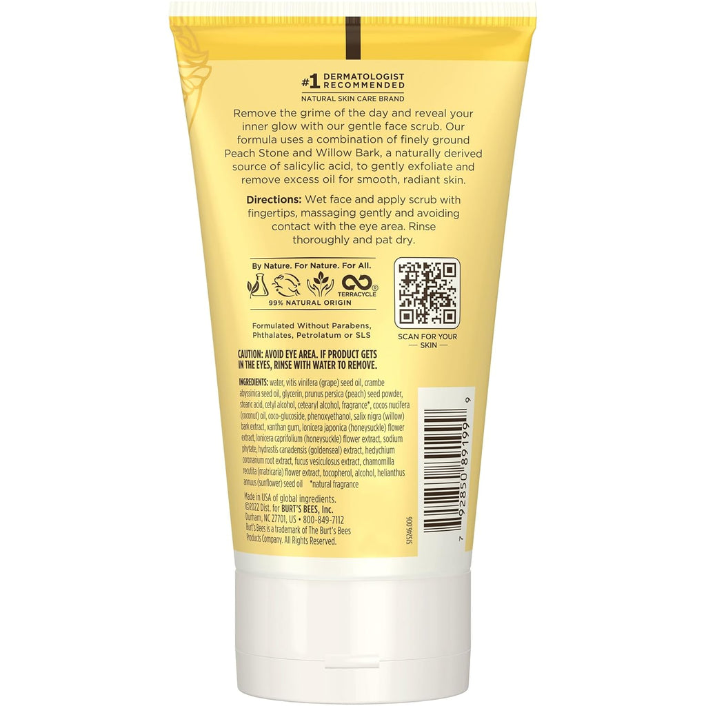 Burt's Bees Deep Cleansing Pore Scrub with Peach and Willow Bark, 4 Ounces, Pack of 3