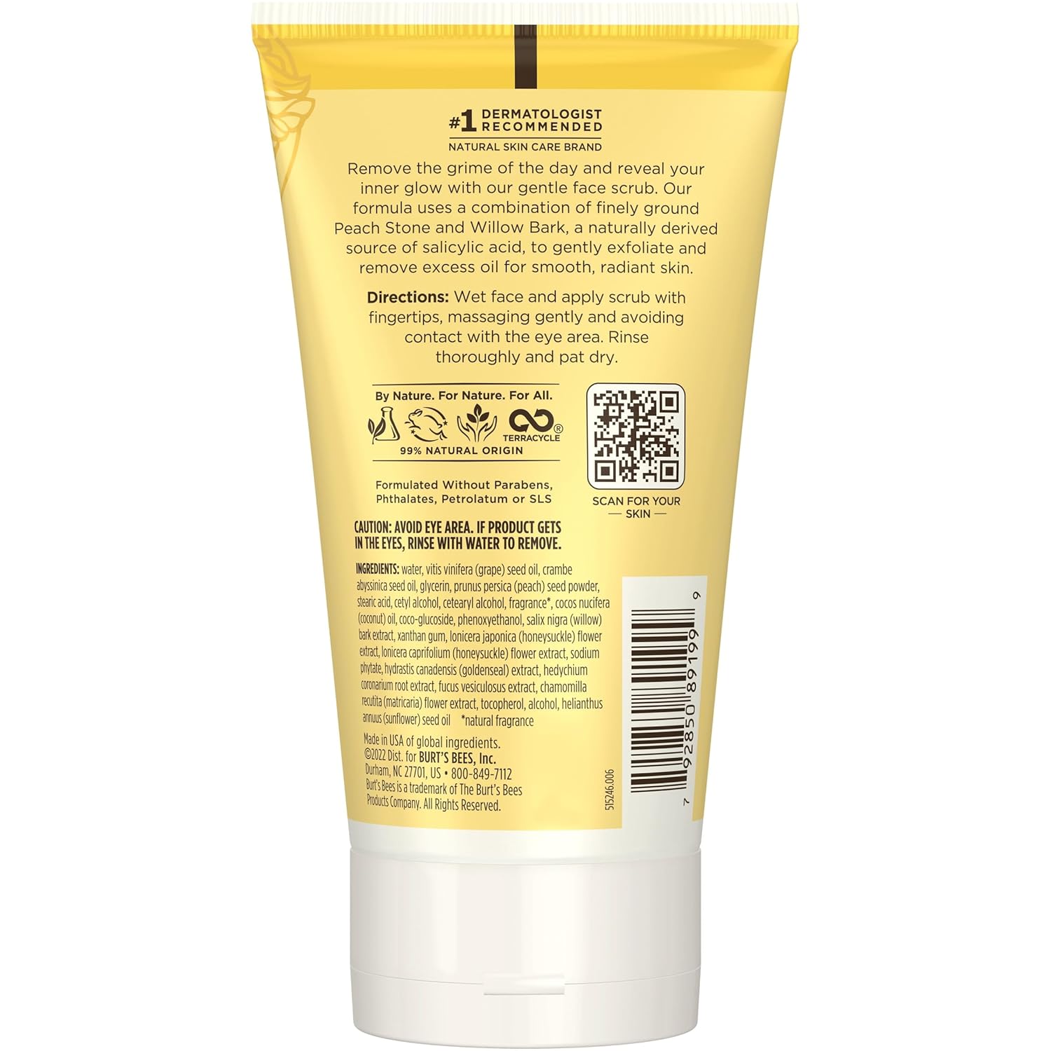 Burt's Bees Deep Cleansing Pore Scrub with Peach and Willow Bark, 4 Ounces, Pack of 3
