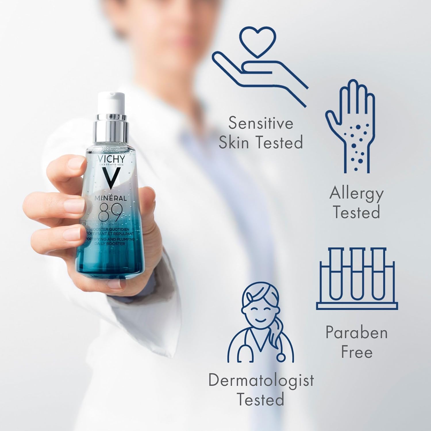 Vichy Mineral 89 Fortifying & Hydrating Daily Skin Booster, Pure Hyaluronic Acid Serum For Face