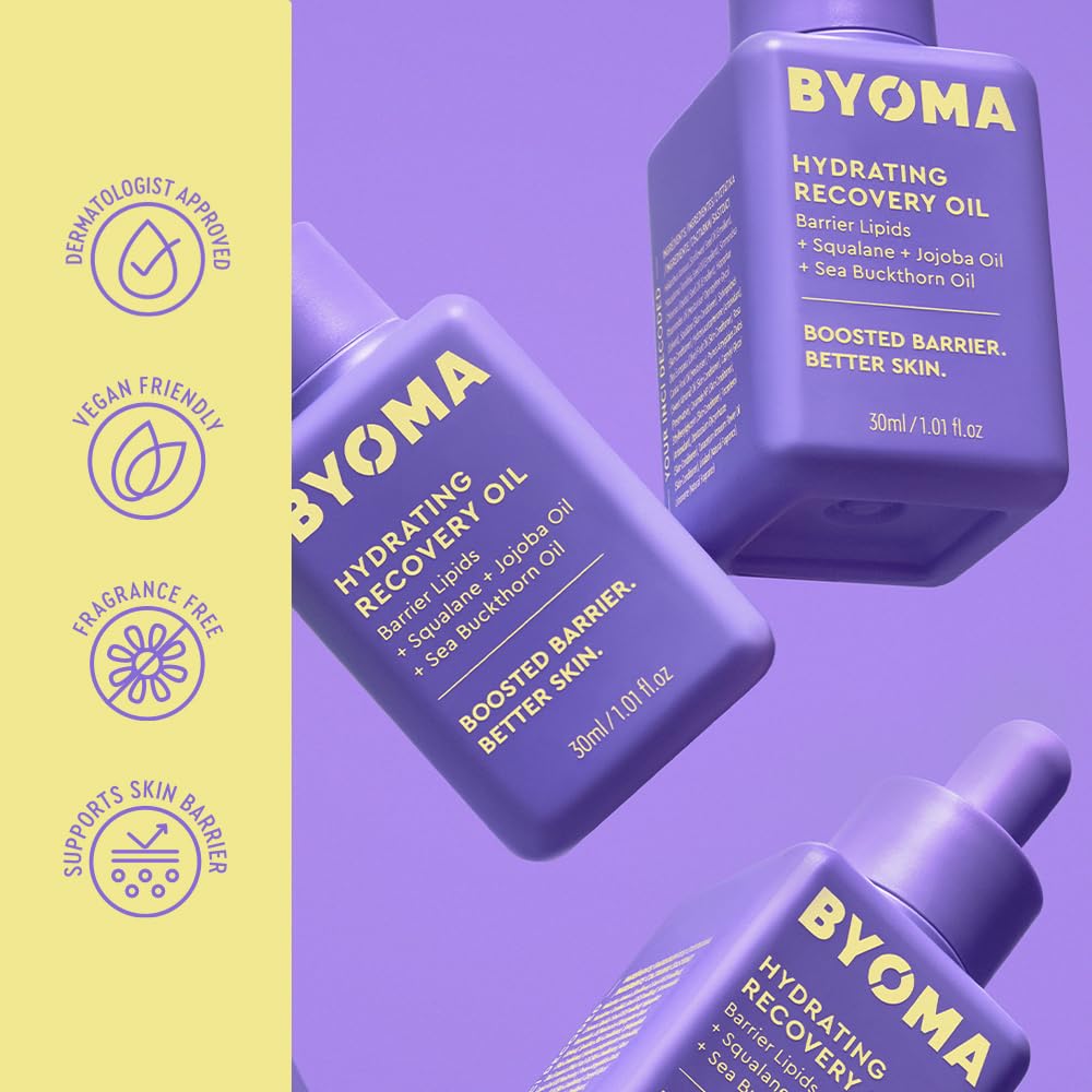 BYOMA Hydrating Recovery Oil - Squalane, Jojoba Oil & Seabuckthorn Oil - Instant Radiant, Glowy Skin