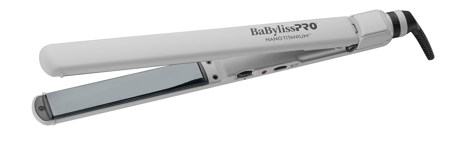 BaBylissPRO Nano Titanium Ultra-Thin 1-Inch Flat Iron Hair Straightener, 5-Inch Extended Plates