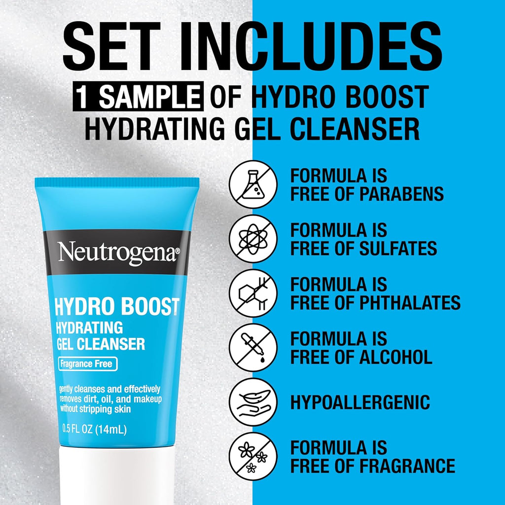 Neutrogena Hydro Boost Skincare Set, Hydro Boost Fragrance Free Gel Cream Face Moisturizer+ Cleanser