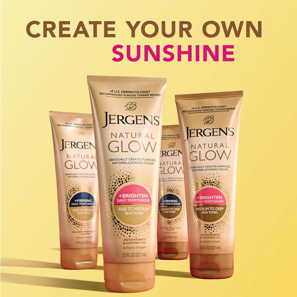 Jergens Natural Glow +Firming Self Tanner Body Lotion, Medium to Deep Skin Tone, Collagen &Elastin