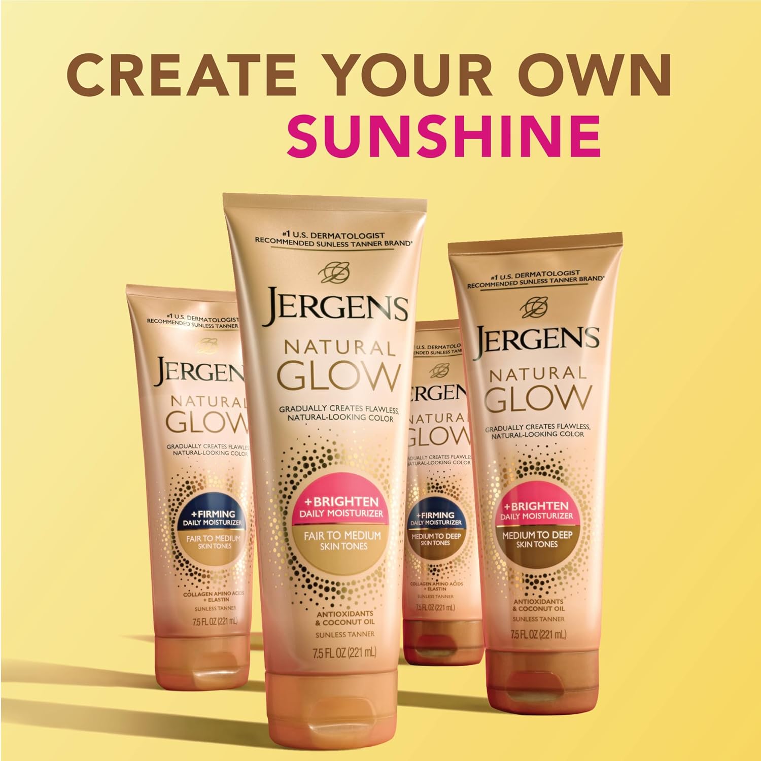 Jergens Natural Glow +Firming Self Tanner Body Lotion, Medium to Deep Skin Tone, Collagen &Elastin