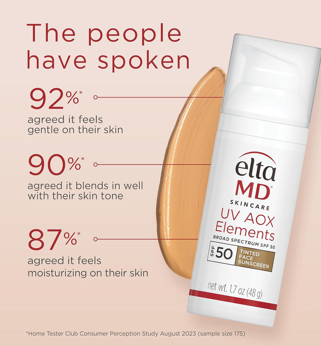 EltaMD UV AOX Elements Tinted Mineral Face Sunscreen Lotion, Tinted Moisturizer for Face SPF 50