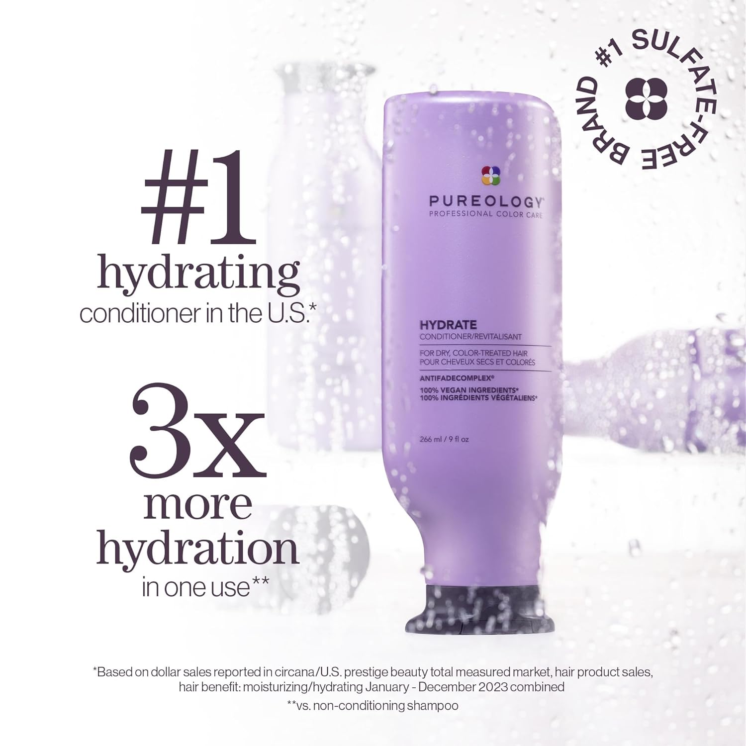 Pureology Hydrate Conditioner - For Dry or Color-Treated Hair, Restores Moisture & Softness, Seals