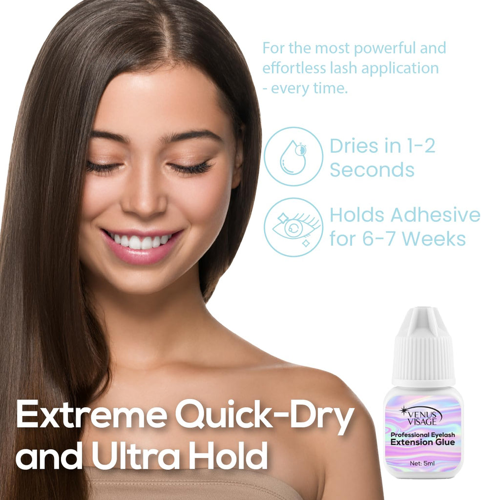 VENUS VISAGE Eyelash Glue for Professional Lash Extensions 1 2 Sec Dry Time & 6 7 Weeks Bonding