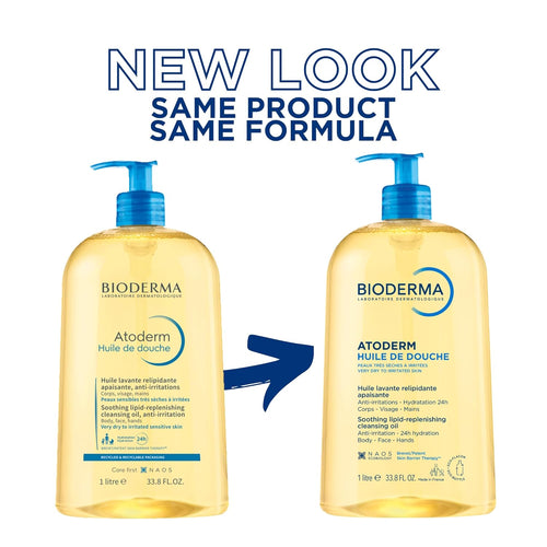 Bioderma Atoderm Shower Oil, Nourishing Cleansing Oil For Face & Body, For Dry to Atopic Sensitive