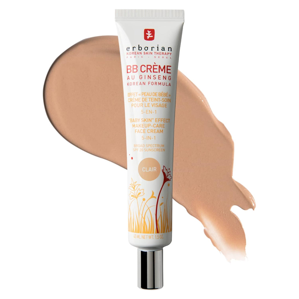Erborian BB Cream with Ginseng - Lightweight Buildable Coverage with SPF 20, Ultra-Soft Matte Finish