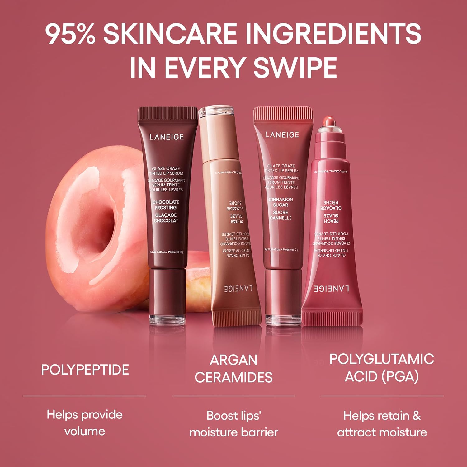 LANEIGE Glaze Craze Tinted Lip Serum, Cinnamon Sugar: Hydrating for Glossy, Nourished Lips, Plumping