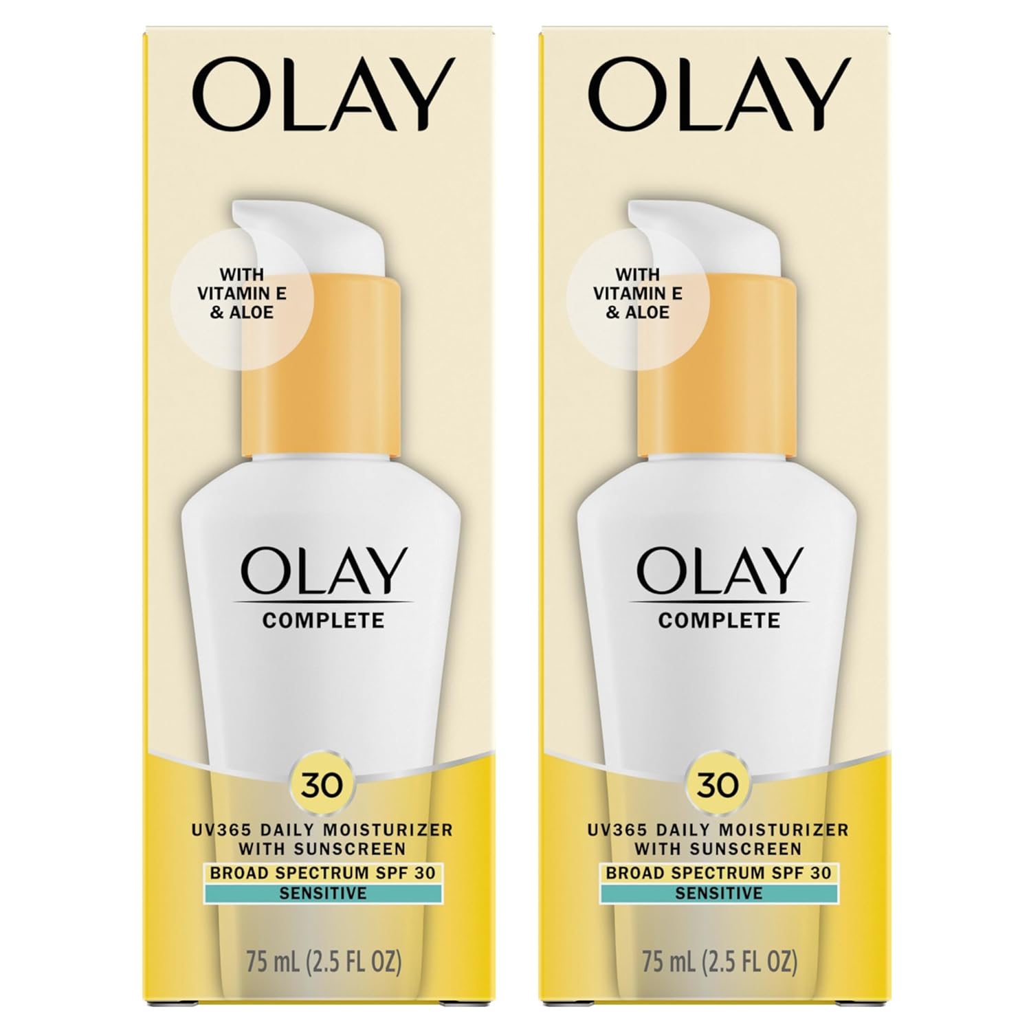 Olay Face Moisturizer, with Sunscreen SPF 30, Fragrance-Free for Sensitive Skin, Vitamin E & Aloe