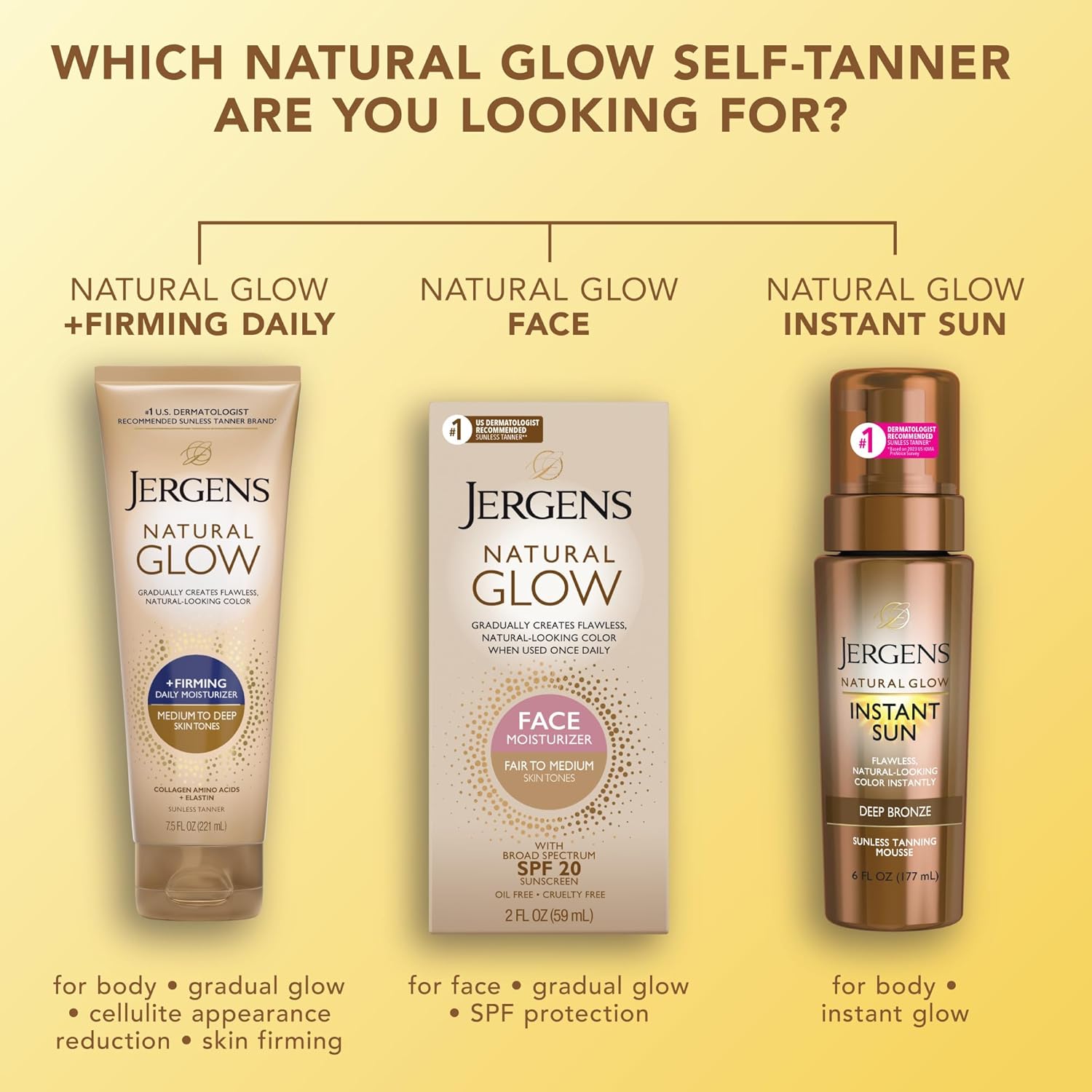 Jergens Natural Glow +Firming Self Tanner Body Lotion, Medium to Deep Skin Tone, Collagen &Elastin