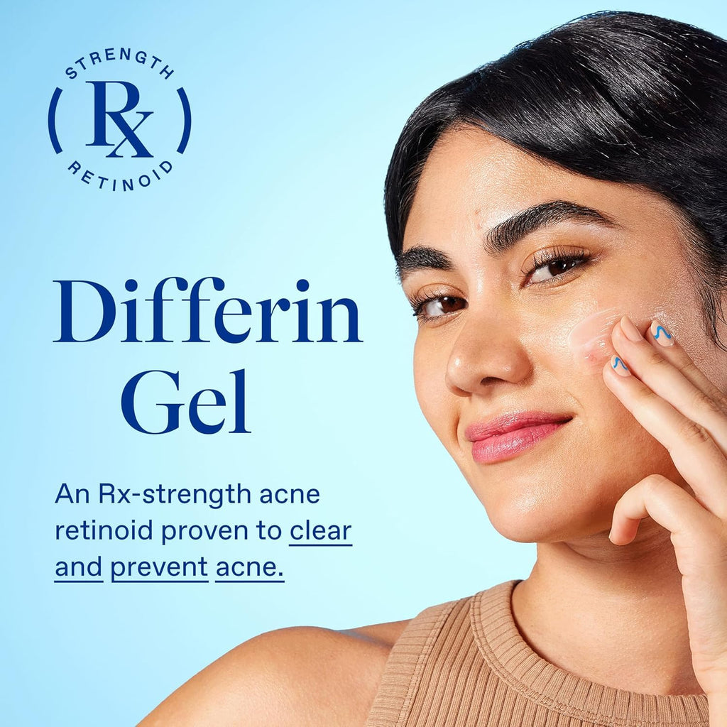 Differin Acne Treatment Gel, 60 Day Supply, Retinoid Treatment for Face with 0.1% Adapalene, Gentle