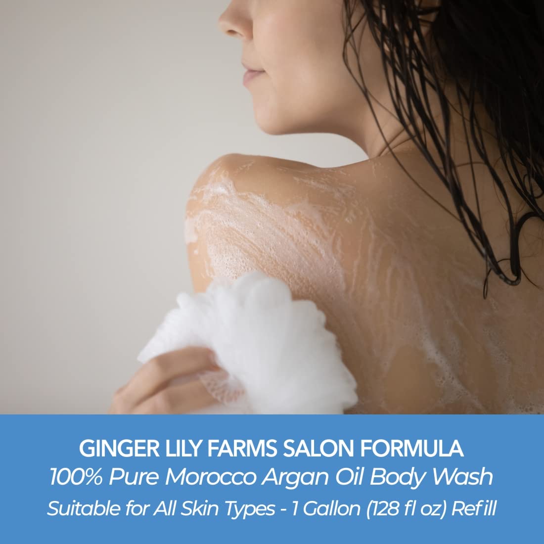 Ginger Lily Farms Salon Formula 100% Pure Morocco Argan Oil Body Wash for All Skin Types, 100% Vegan